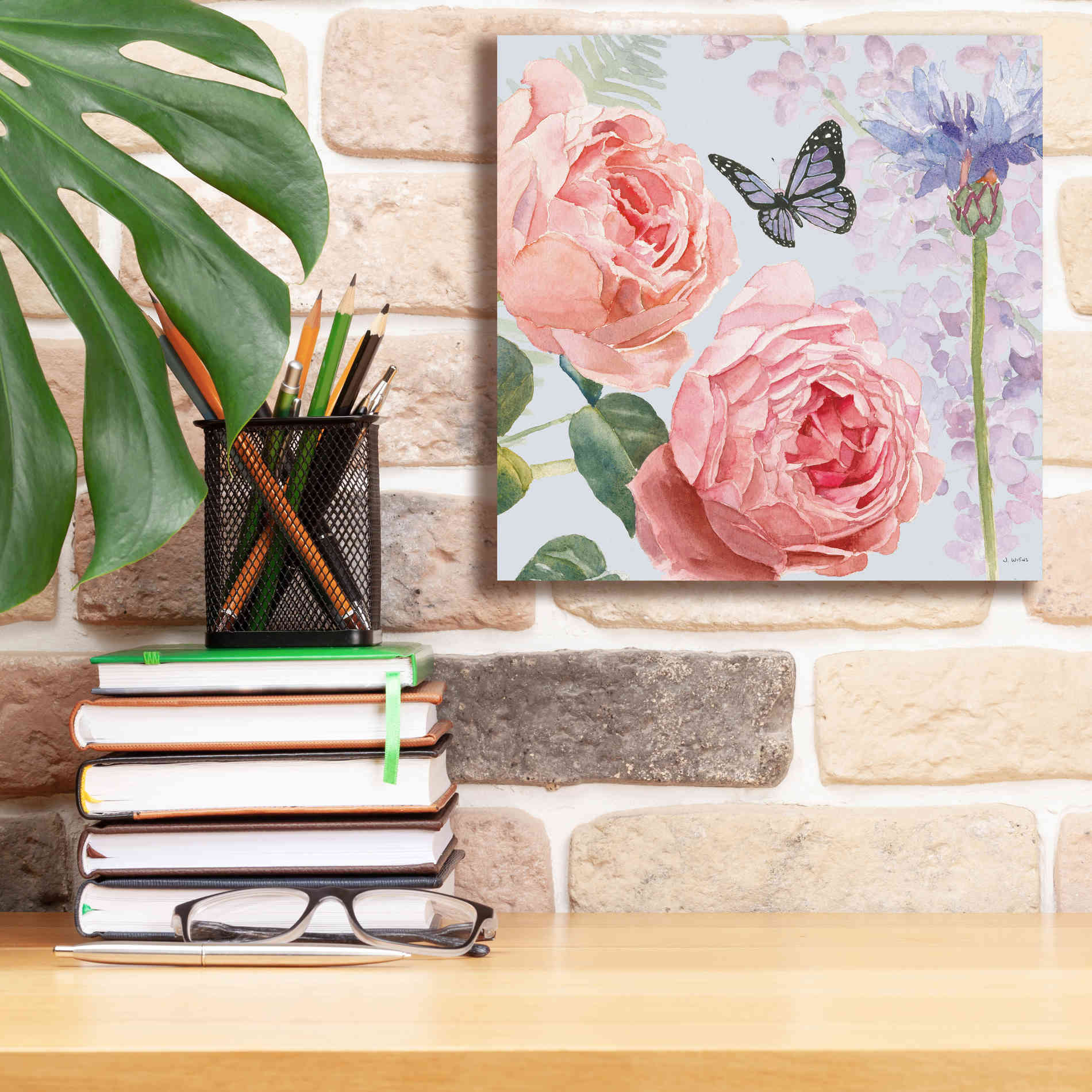 'Boho Bouquet II Blue' by James Wiens, Canvas Wall Art,12 x 12