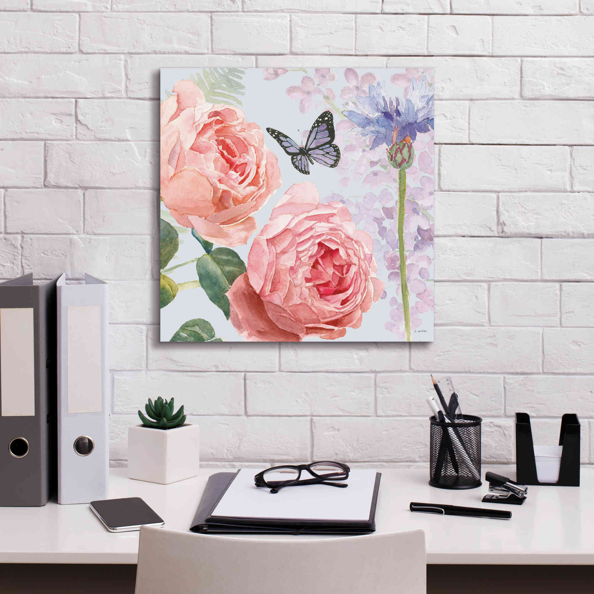 'Boho Bouquet II Blue' by James Wiens, Canvas Wall Art,18 x 18