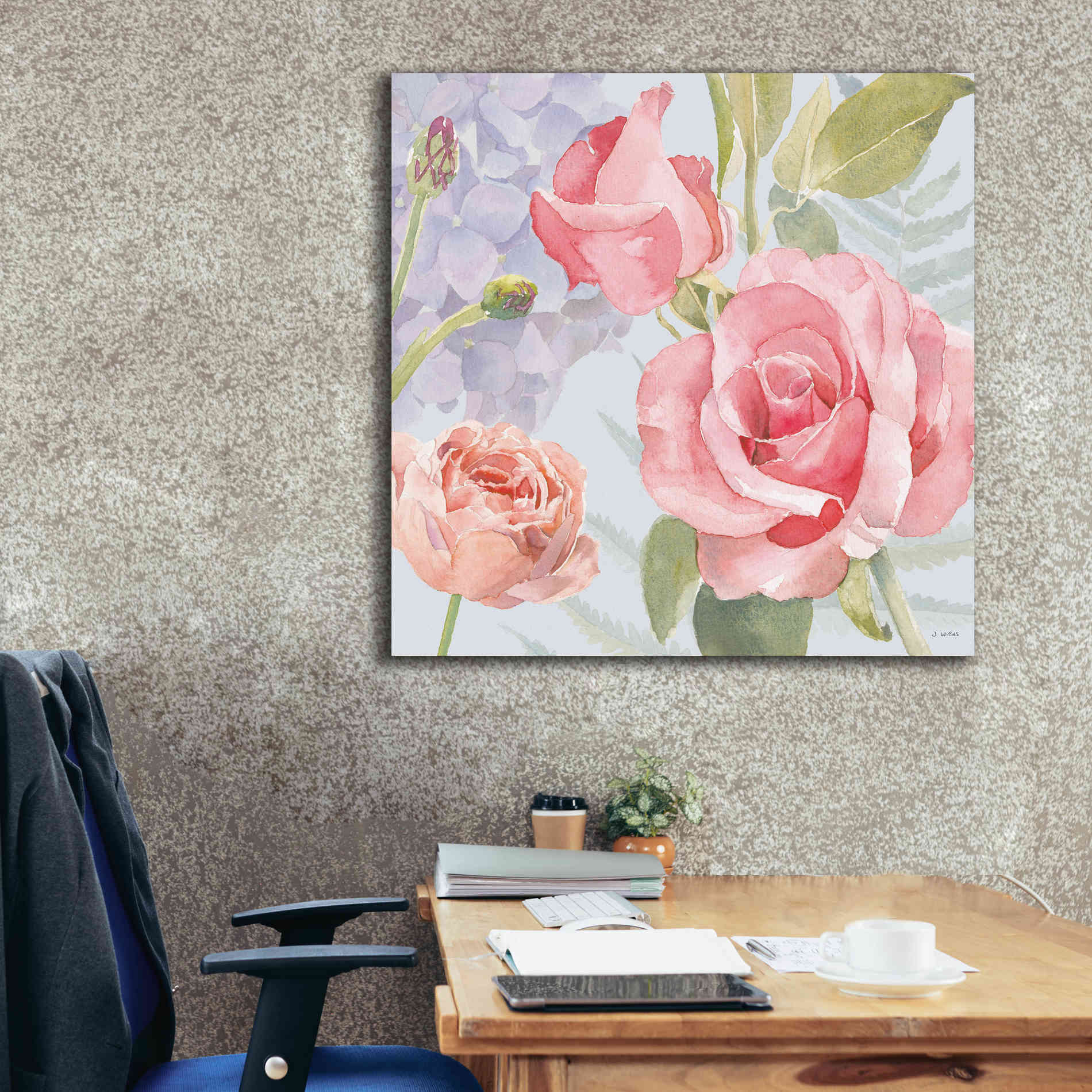 'Boho Bouquet III Blue' by James Wiens, Canvas Wall Art,37 x 37