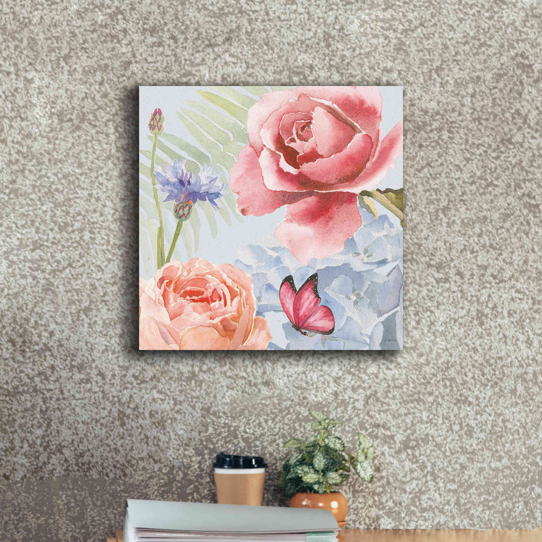 'Boho Bouquet IV Blue' by James Wiens, Canvas Wall Art,18 x 18