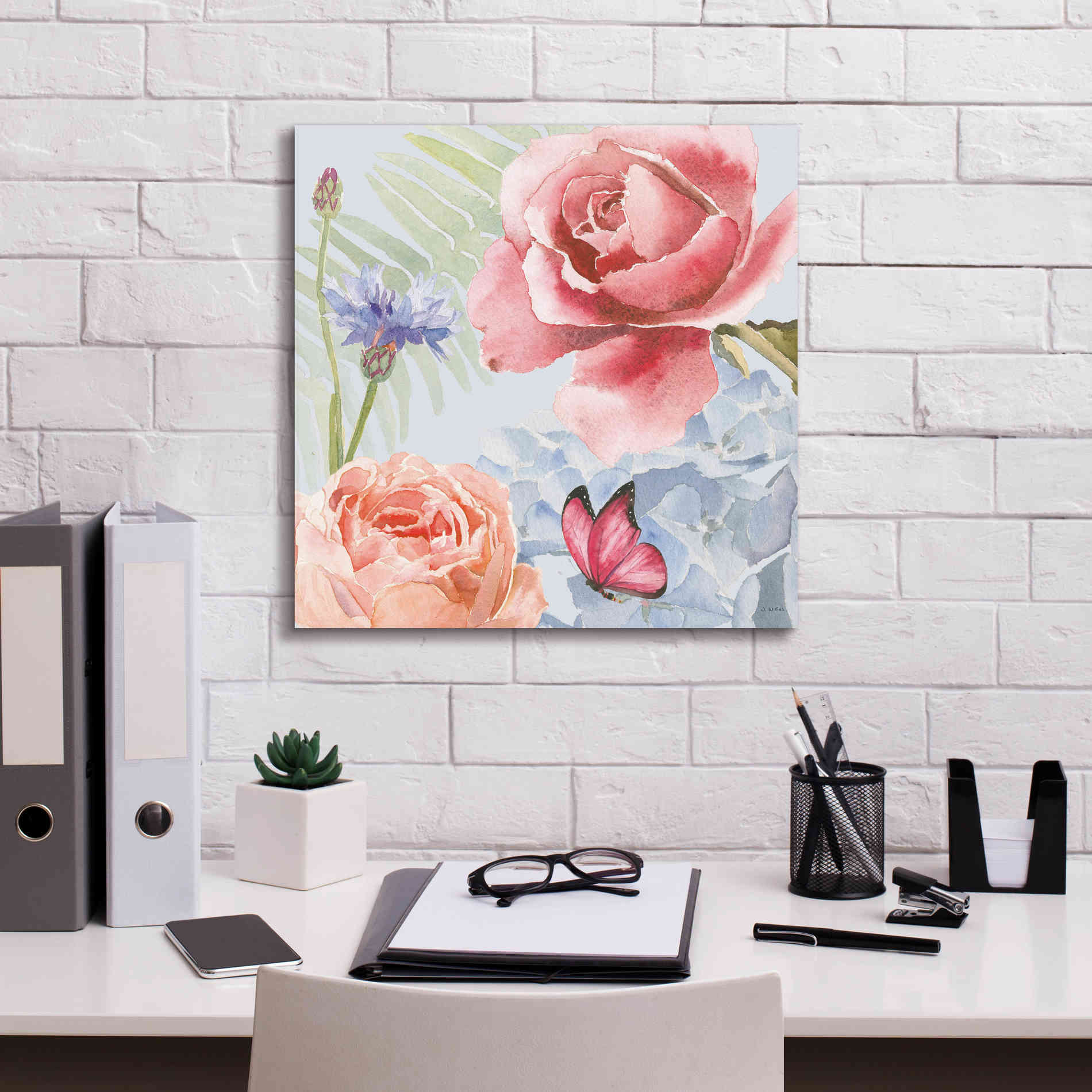 'Boho Bouquet IV Blue' by James Wiens, Canvas Wall Art,18 x 18