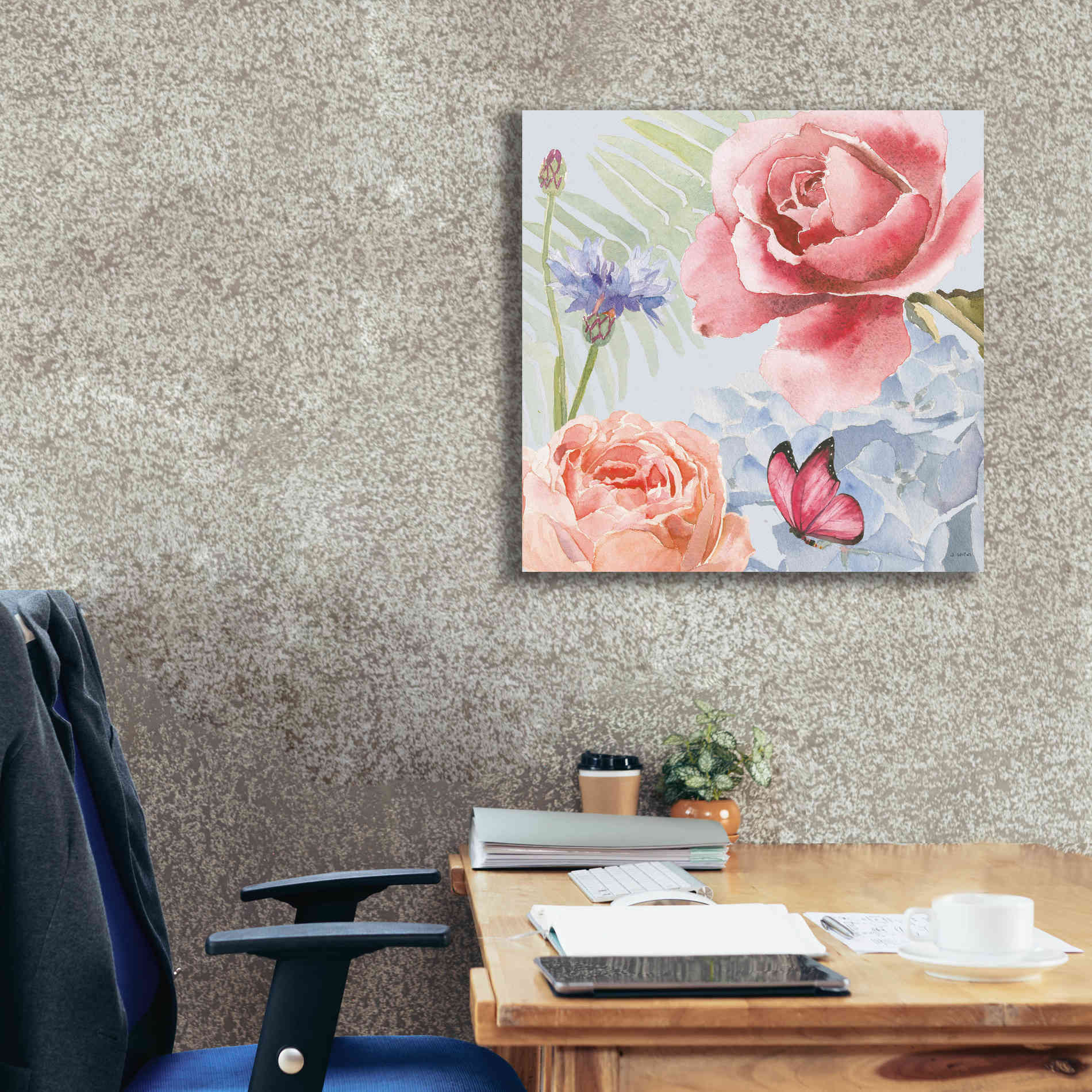 'Boho Bouquet IV Blue' by James Wiens, Canvas Wall Art,26 x 26