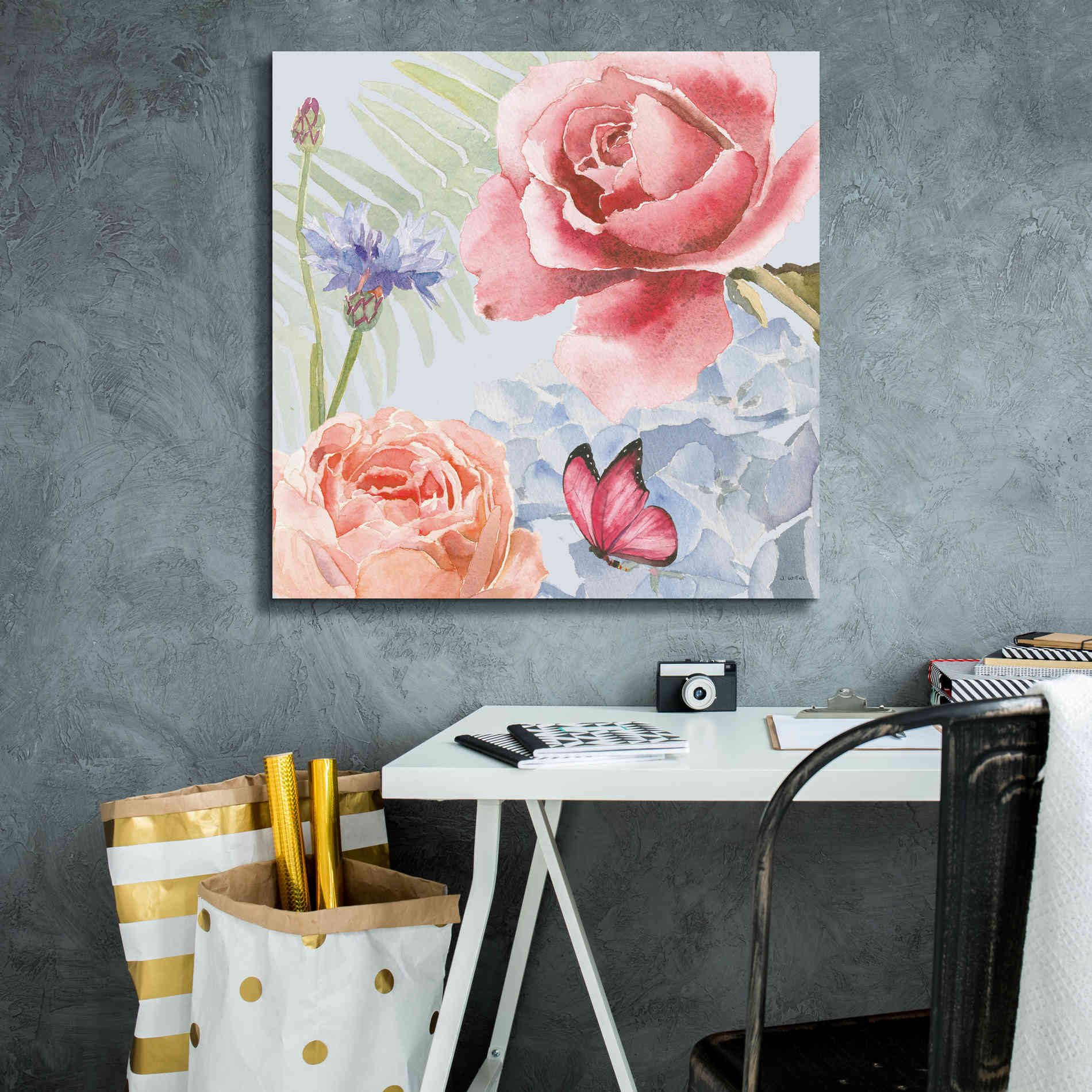 'Boho Bouquet IV Blue' by James Wiens, Canvas Wall Art,26 x 26