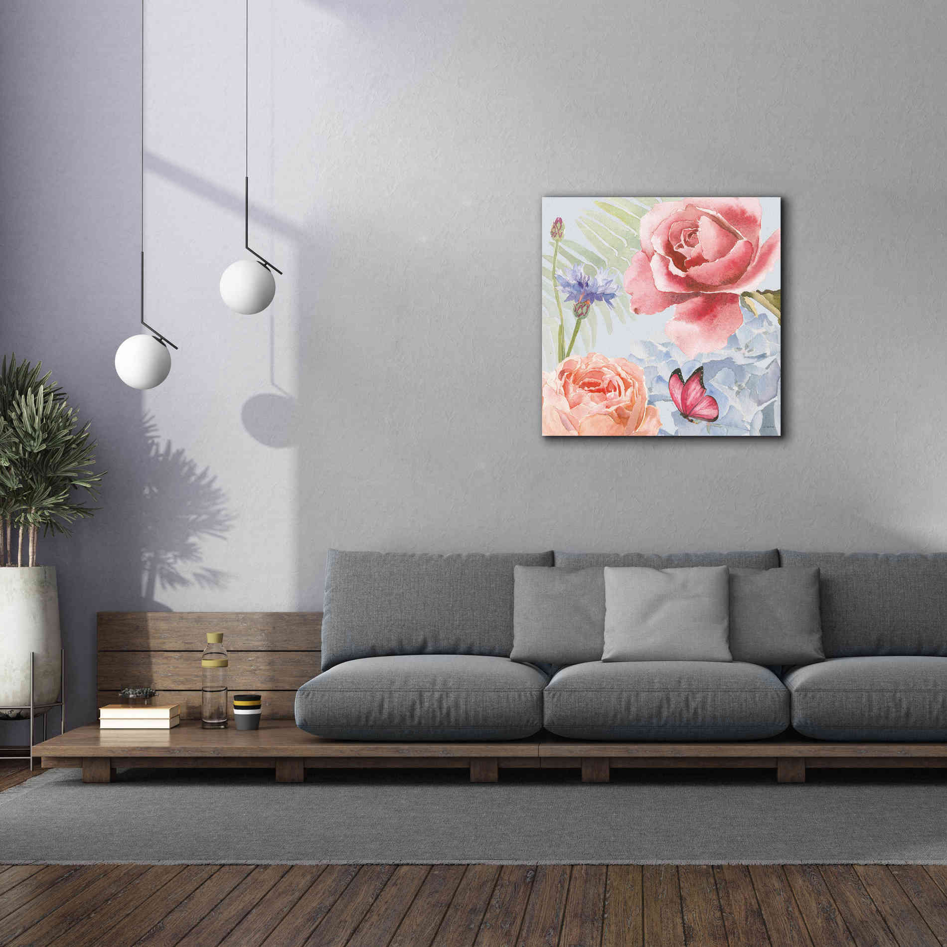 'Boho Bouquet IV Blue' by James Wiens, Canvas Wall Art,37 x 37