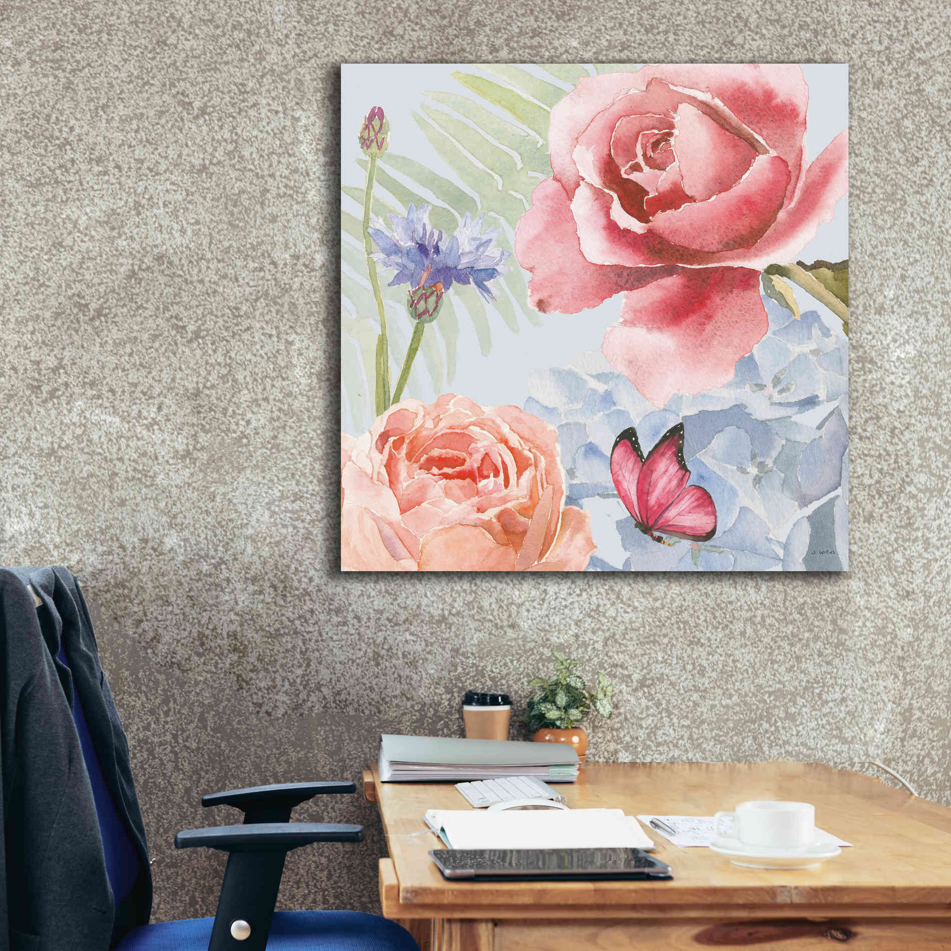 'Boho Bouquet IV Blue' by James Wiens, Canvas Wall Art,37 x 37