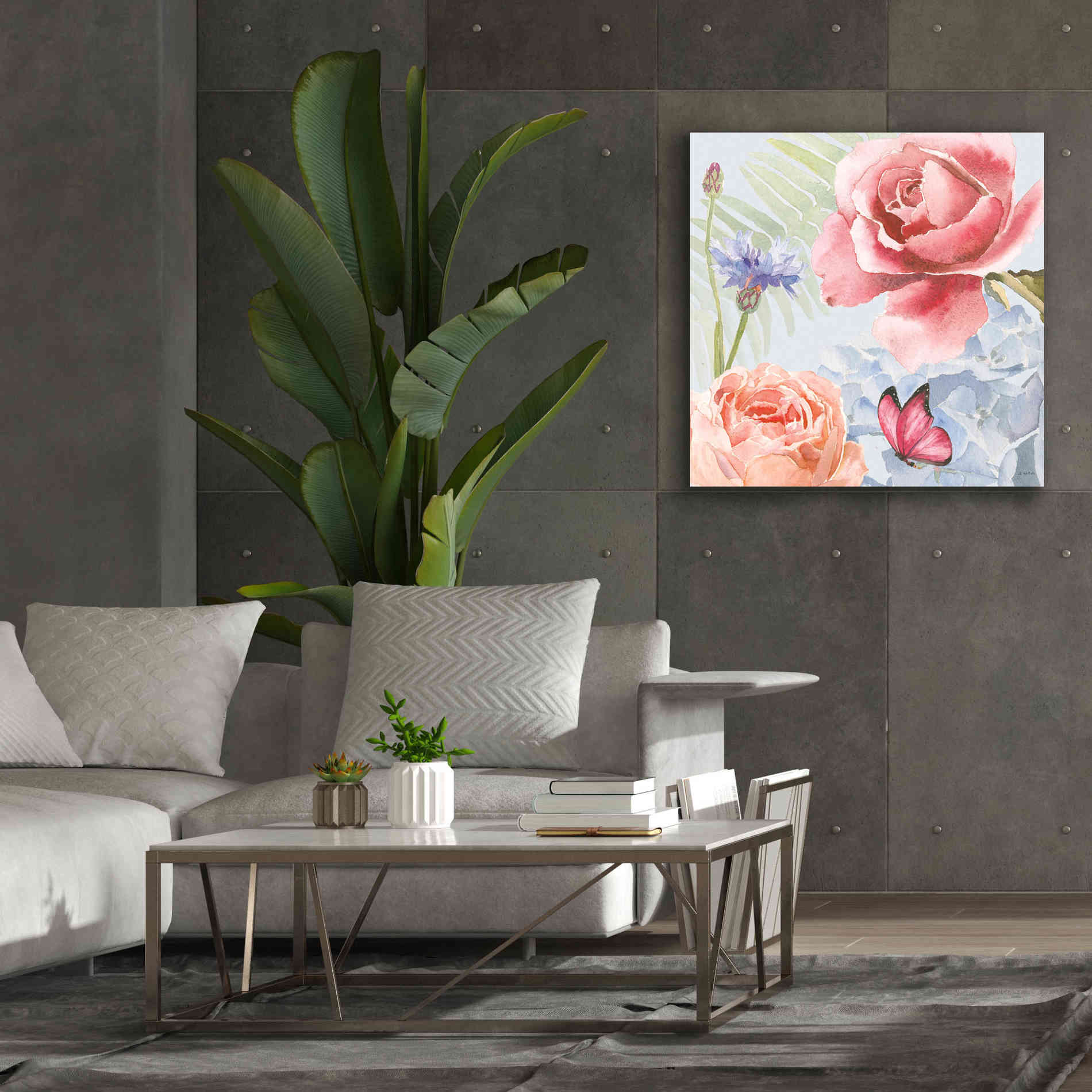 'Boho Bouquet IV Blue' by James Wiens, Canvas Wall Art,37 x 37