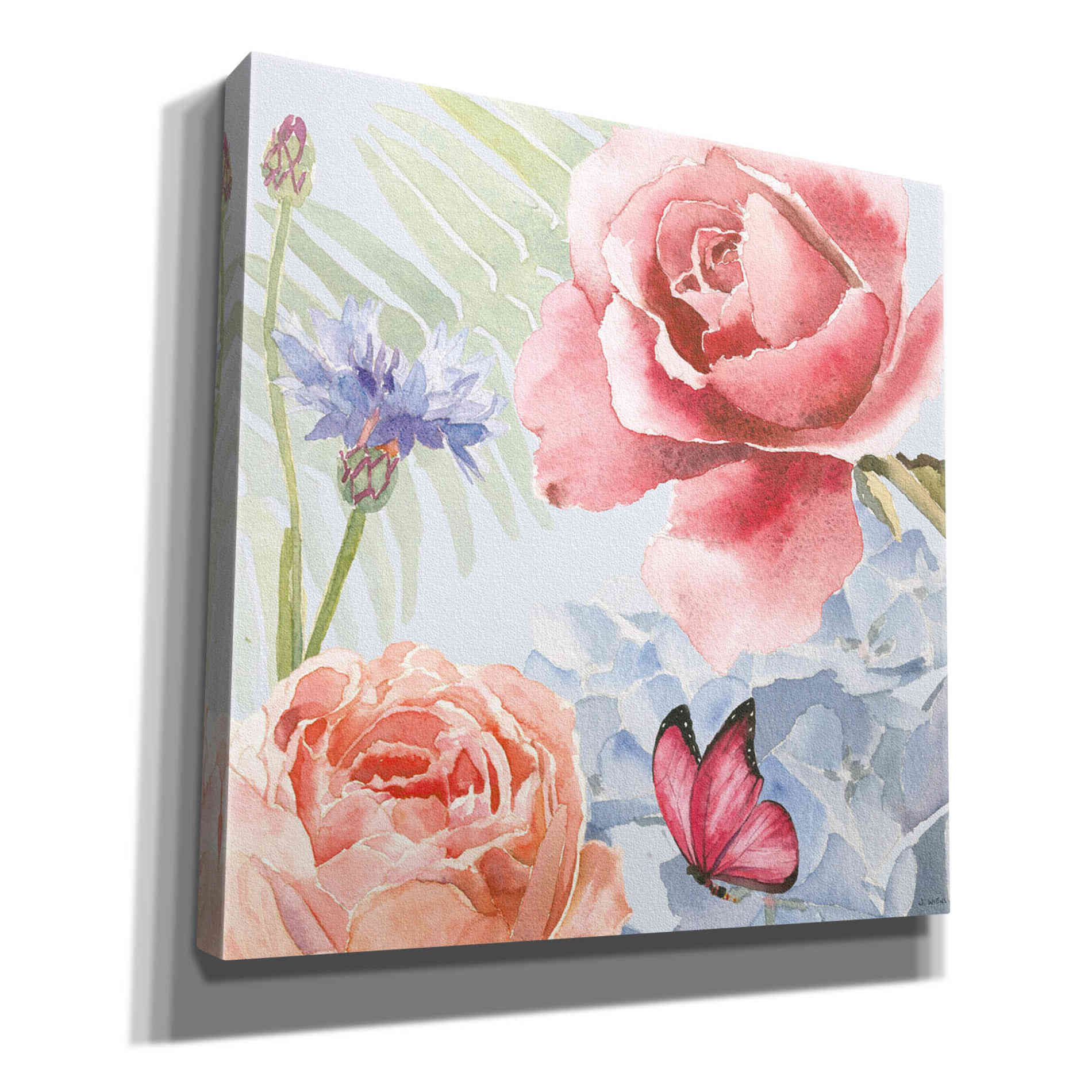 'Boho Bouquet IV Blue' by James Wiens, Canvas Wall Art,12x12x1.1x0,18x18x1.1x0,26x26x1.74x0,37x37x1.74x0