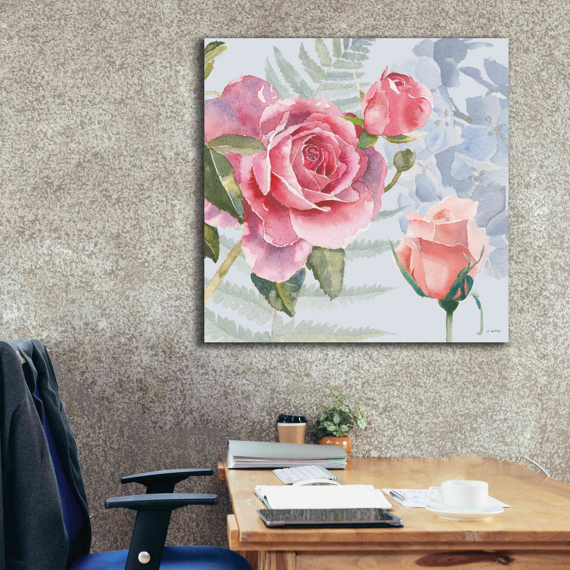 'Boho Bouquet V Blue' by James Wiens, Canvas Wall Art,37 x 37