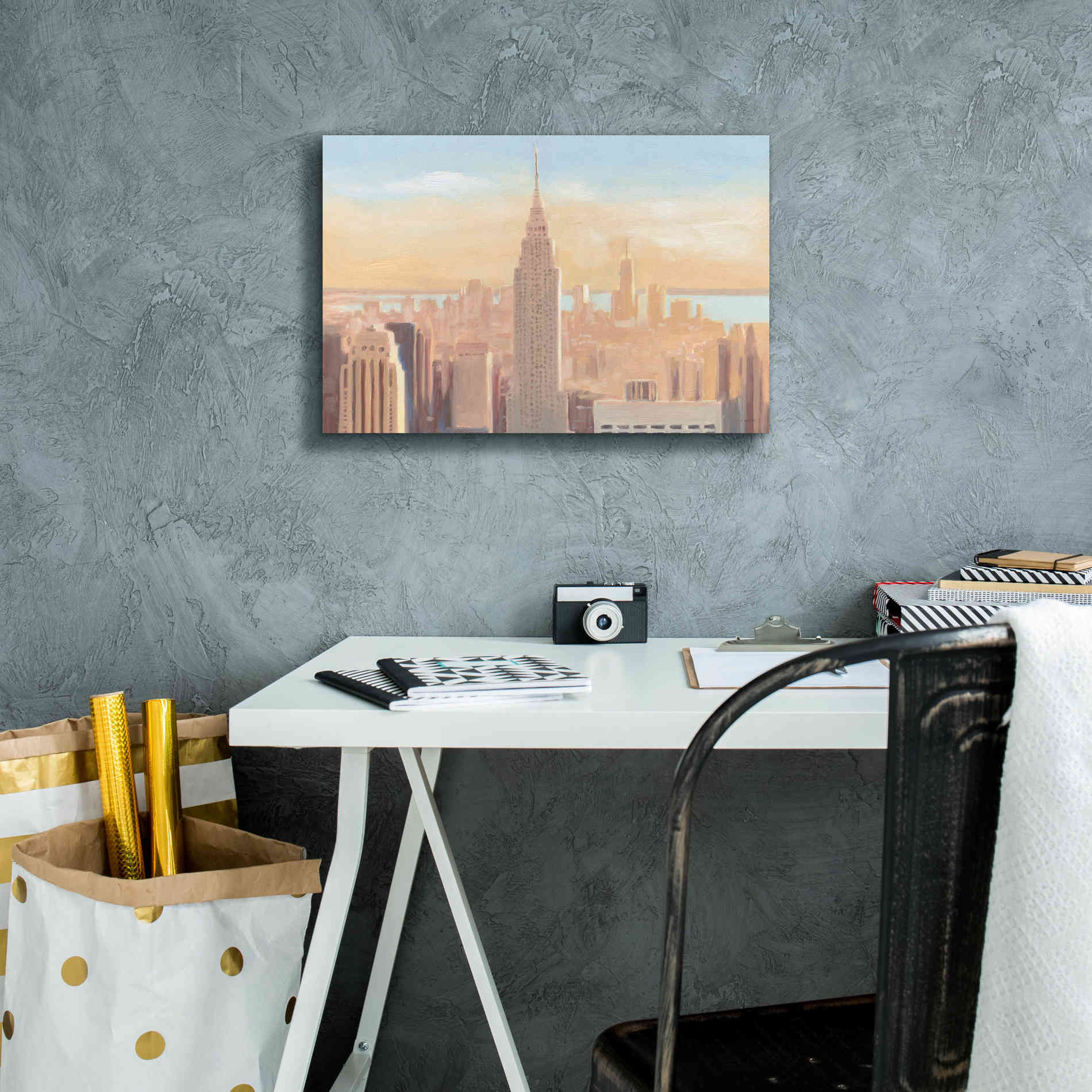 'Manhattan Dawn' by James Wiens, Canvas Wall Art,18 x 12