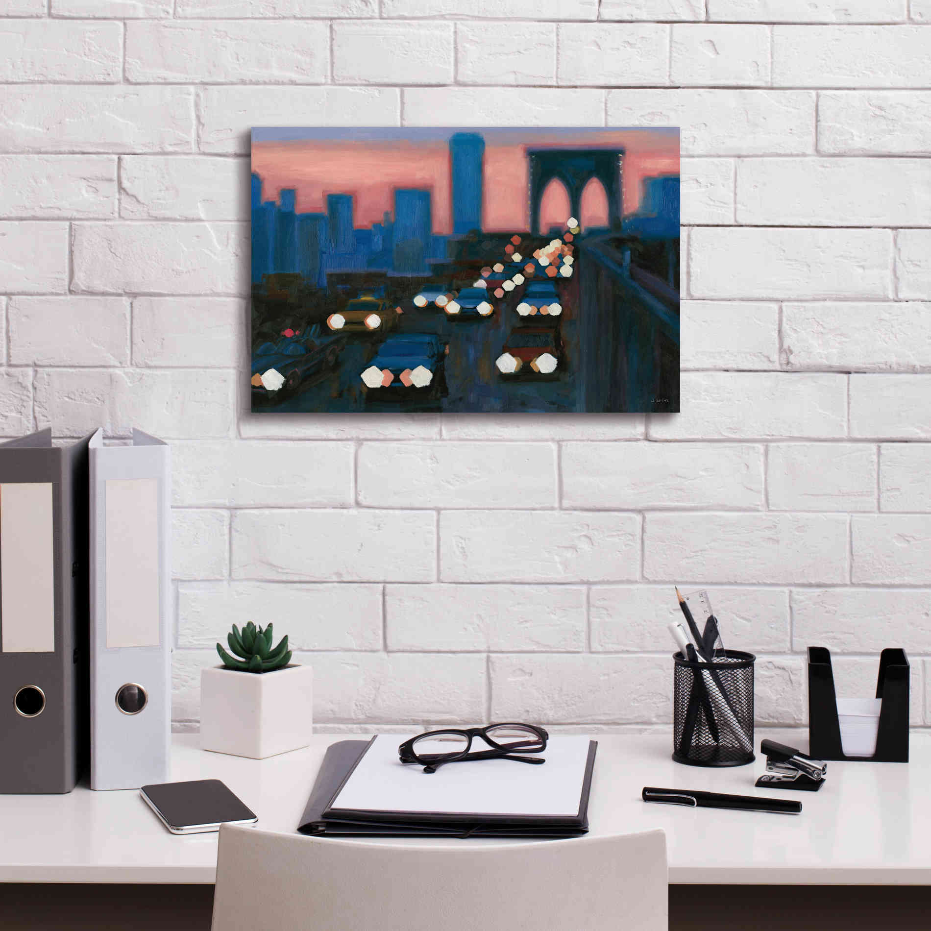 'Brooklyn Bridge Evening' by James Wiens, Canvas Wall Art,18 x 12