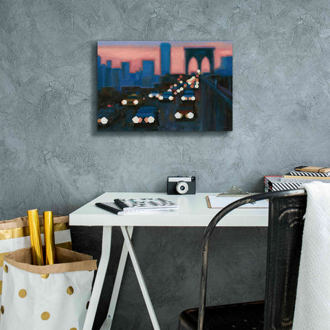 Image of 'Brooklyn Bridge Evening' by James Wiens, Canvas Wall Art,18 x 12