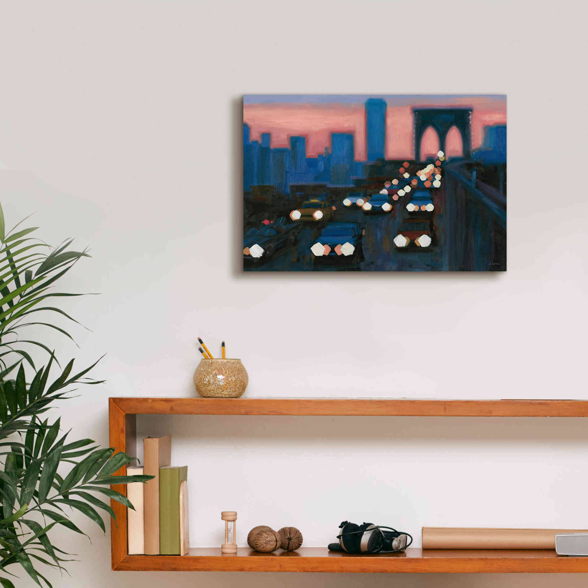 'Brooklyn Bridge Evening' by James Wiens, Canvas Wall Art,18 x 12