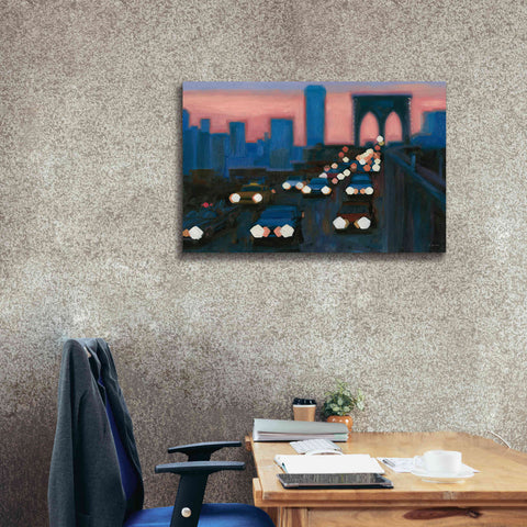 Image of 'Brooklyn Bridge Evening' by James Wiens, Canvas Wall Art,40 x 26
