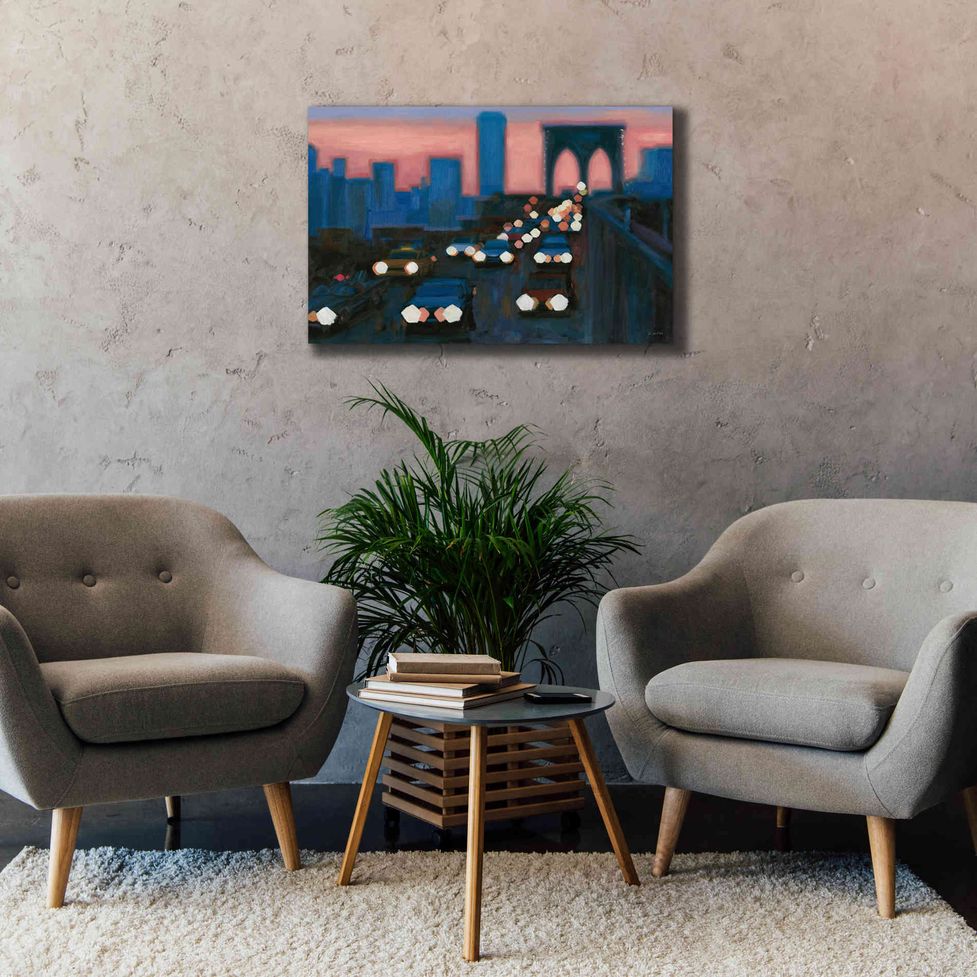 'Brooklyn Bridge Evening' by James Wiens, Canvas Wall Art,40 x 26