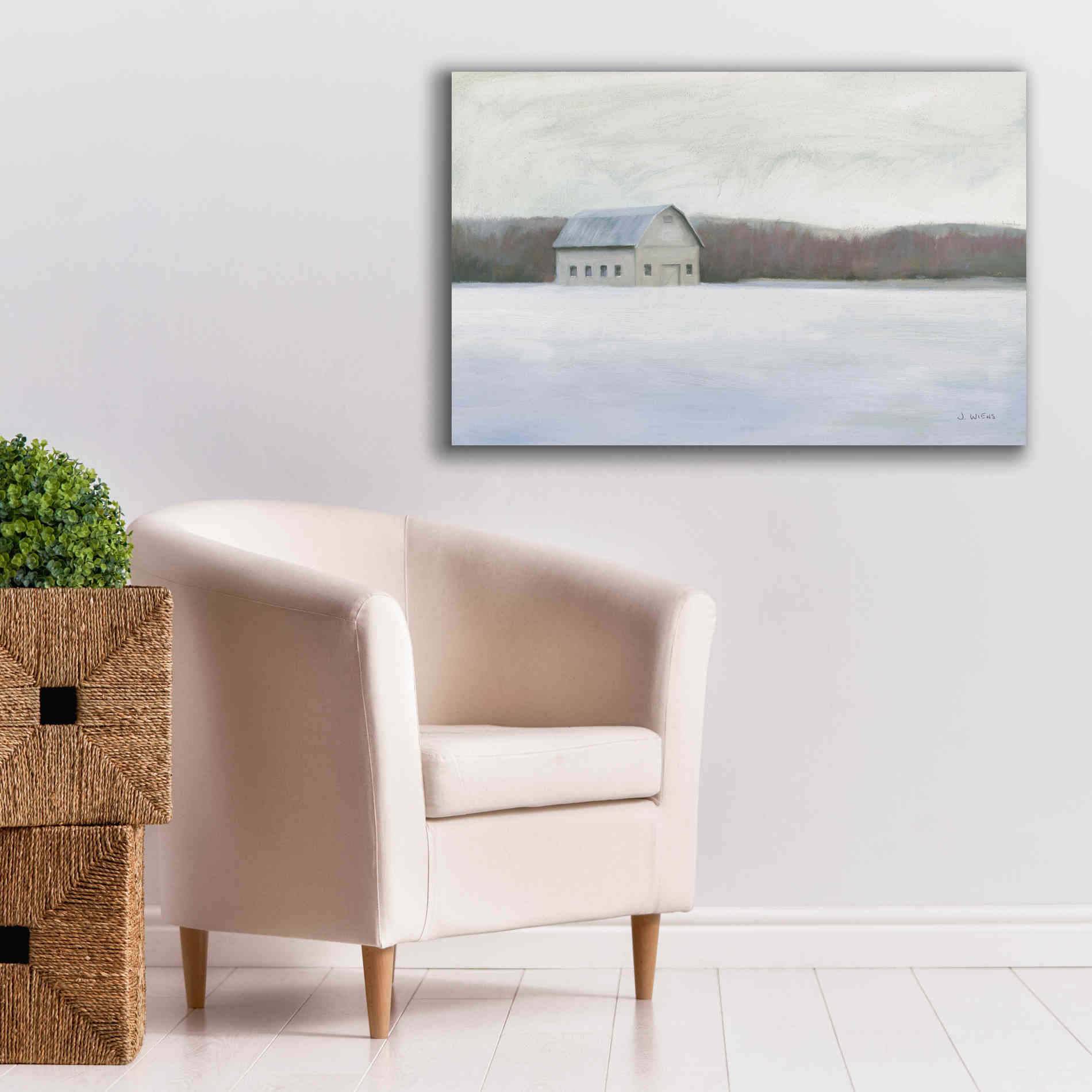 'Winter Barn' by James Wiens, Canvas Wall Art,40 x 26
