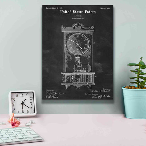 Image of 'Mantel Clock Blueprint Patent Chalkboard,' Canvas Wall Art,12 x 16