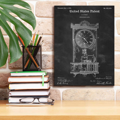 Image of 'Mantel Clock Blueprint Patent Chalkboard,' Canvas Wall Art,12 x 16