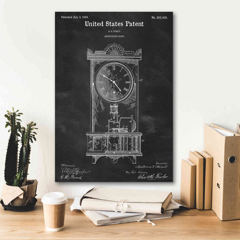 Image of 'Mantel Clock Blueprint Patent Chalkboard,' Canvas Wall Art,18 x 26