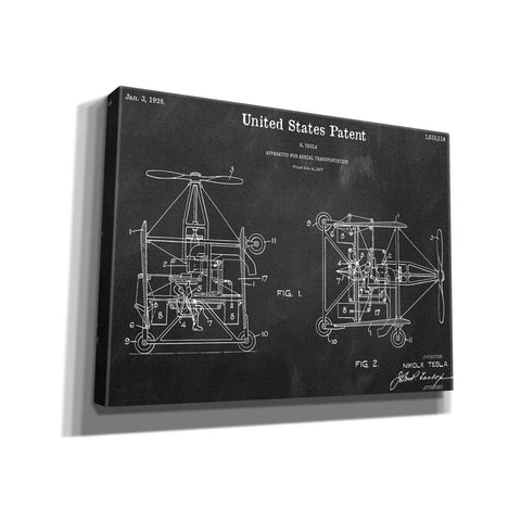 Image of 'Tesla Aerial Apparatus Blueprint Patent Chalkboard,' Canvas Wall Art,16x12x1.1x0,26x18x1.1x0,34x26x1.74x0,54x40x1.74x0