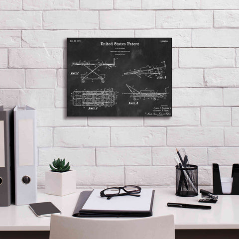 Image of 'EMT Stretcher Blueprint Patent Chalkboard,' Canvas Wall Art,16 x 12