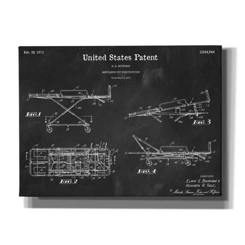 Image of 'EMT Stretcher Blueprint Patent Chalkboard,' Canvas Wall Art,16x12x1.1x0,26x18x1.1x0,34x26x1.74x0,54x40x1.74x0