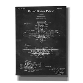 'Amphibian Aircraft Blueprint Patent Chalkboard,' Canvas Wall Art,12x16x1.1x0,18x26x1.1x0,26x34x1.74x0,40x54x1.74x0
