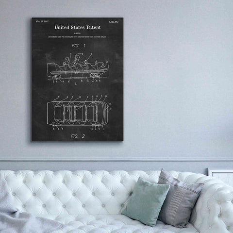 Image of 'Water Coaster Ride Blueprint Patent Chalkboard,' Canvas Wall Art,40 x 54
