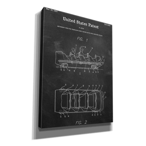 Image of 'Water Coaster Ride Blueprint Patent Chalkboard,' Canvas Wall Art,12x16x1.1x0,18x26x1.1x0,26x34x1.74x0,40x54x1.74x0