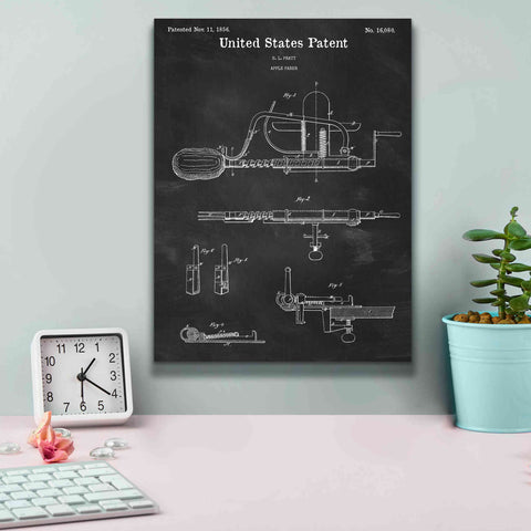 Image of 'Apple Parer Blueprint Patent Chalkboard,' Canvas Wall Art,12 x 16