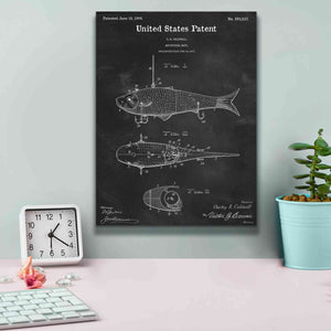 'Fish Bait Blueprint Patent Chalkboard,' Canvas Wall Art,12 x 16
