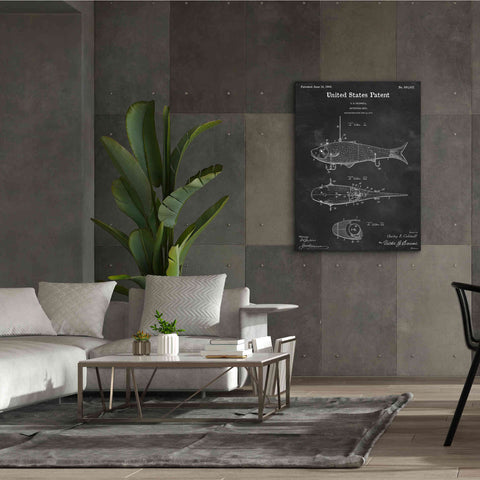 Image of 'Fish Bait Blueprint Patent Chalkboard,' Canvas Wall Art,40 x 54