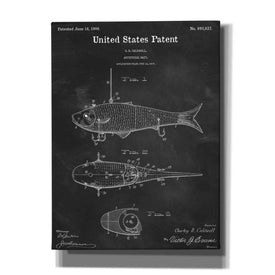 'Fish Bait Blueprint Patent Chalkboard,' Canvas Wall Art,12x16x1.1x0,18x26x1.1x0,26x34x1.74x0,40x54x1.74x0