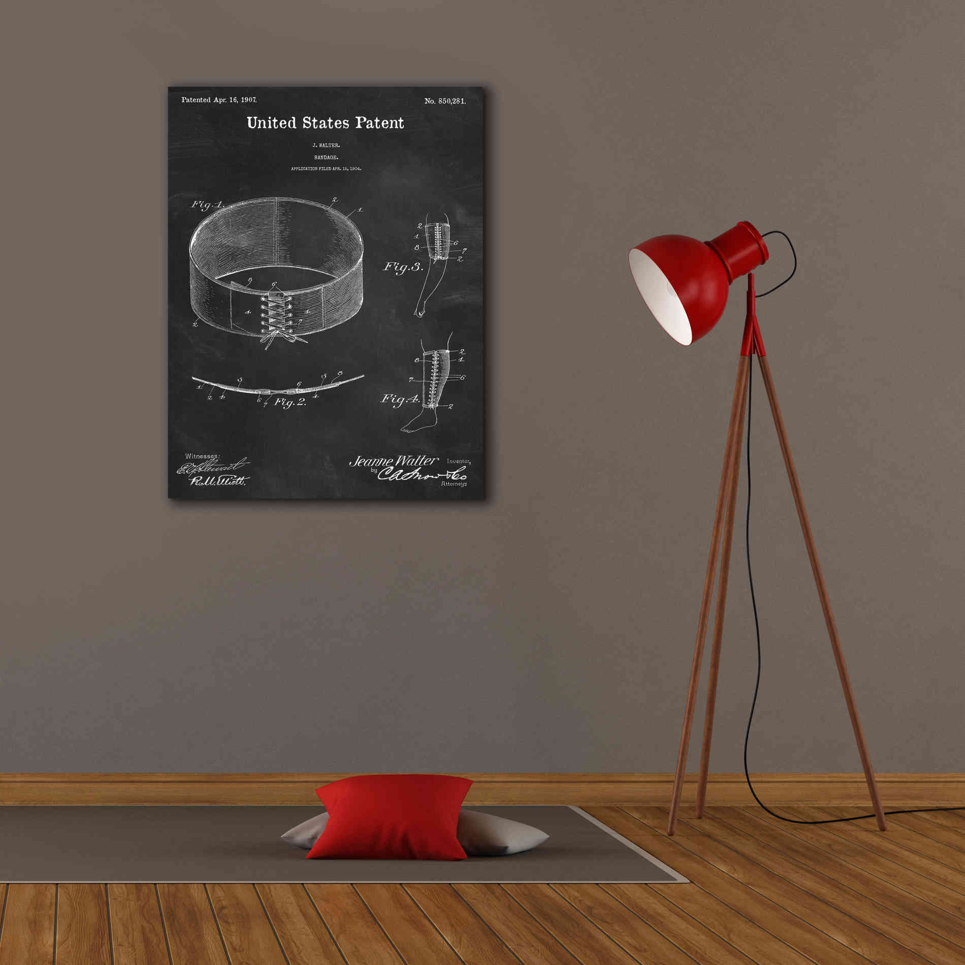 'Bandage Blueprint Patent Chalkboard,' Canvas Wall Art,26 x 34