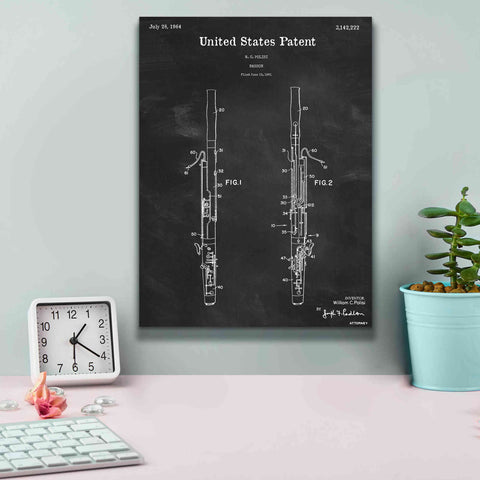 Image of 'Bassoon Blueprint Patent Chalkboard,' Canvas Wall Art,12 x 16