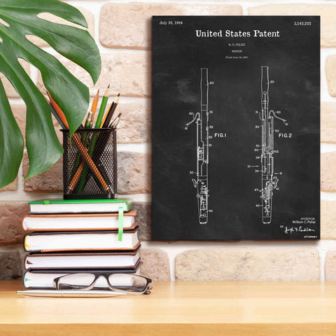 Image of 'Bassoon Blueprint Patent Chalkboard,' Canvas Wall Art,12 x 16