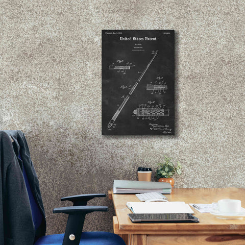 Image of 'Billard Cue Blueprint Patent Chalkboard,' Canvas Wall Art,18 x 26