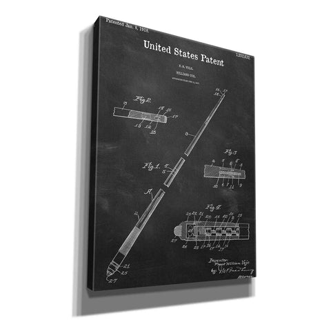 Image of 'Billard Cue Blueprint Patent Chalkboard,' Canvas Wall Art,12x16x1.1x0,18x26x1.1x0,26x34x1.74x0,40x54x1.74x0