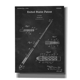 'Billard Cue Blueprint Patent Chalkboard,' Canvas Wall Art,12x16x1.1x0,18x26x1.1x0,26x34x1.74x0,40x54x1.74x0