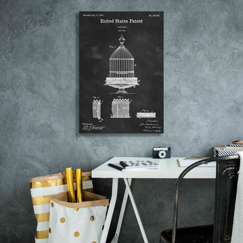 Image of 'Bird Cage Blueprint Patent Chalkboard,' Canvas Wall Art,18 x 26