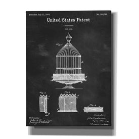 'Bird Cage Blueprint Patent Chalkboard,' Canvas Wall Art,12x16x1.1x0,18x26x1.1x0,26x34x1.74x0,40x54x1.74x0