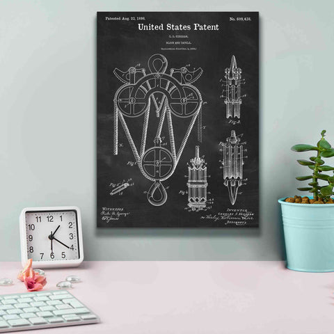 Image of 'Block and Tackle Blueprint Patent Chalkboard,' Canvas Wall Art,12 x 16