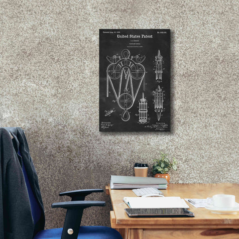 Image of 'Block and Tackle Blueprint Patent Chalkboard,' Canvas Wall Art,18 x 26
