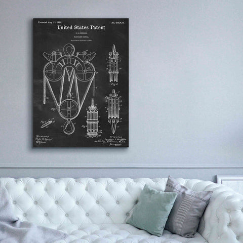 Image of 'Block and Tackle Blueprint Patent Chalkboard,' Canvas Wall Art,40 x 54