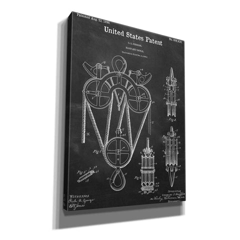 Image of 'Block and Tackle Blueprint Patent Chalkboard,' Canvas Wall Art,12x16x1.1x0,18x26x1.1x0,26x34x1.74x0,40x54x1.74x0