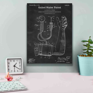 'Blood Pressure Pump Blueprint Patent Chalkboard,' Canvas Wall Art,12 x 16