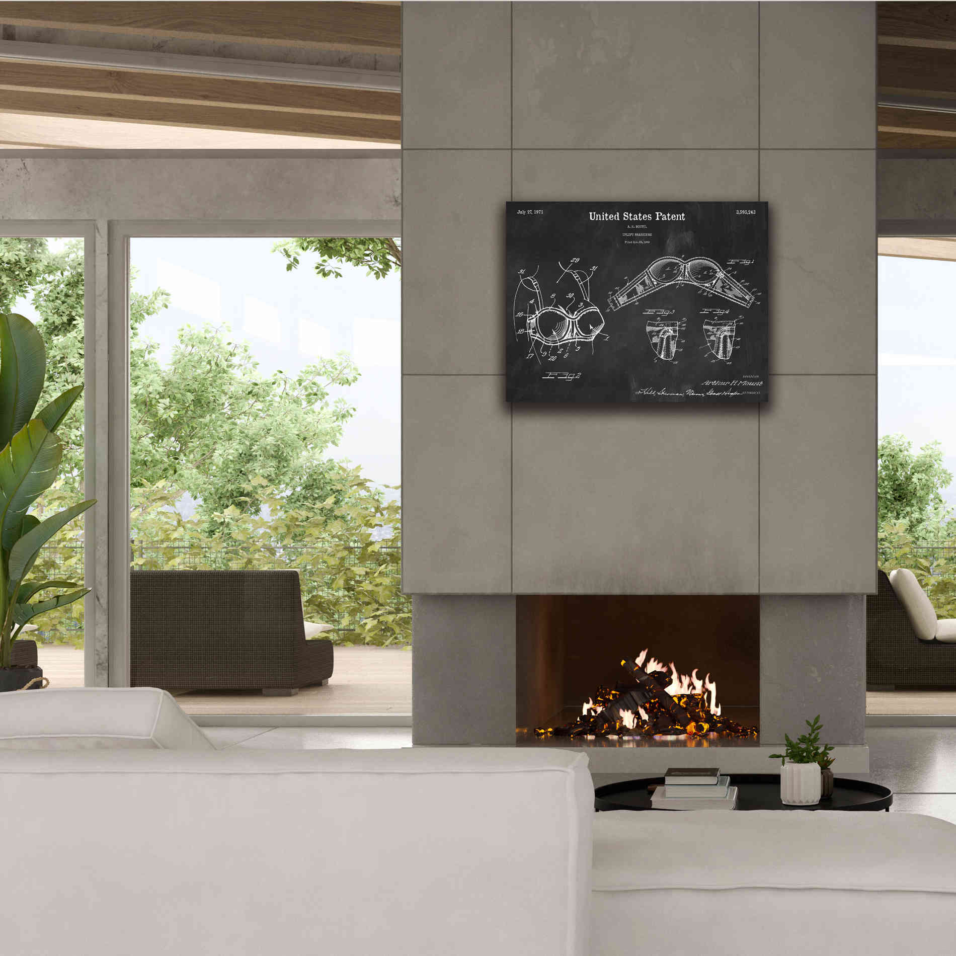 'Push-up Bra Blueprint Patent Chalkboard,' Canvas Wall Art,34 x 26