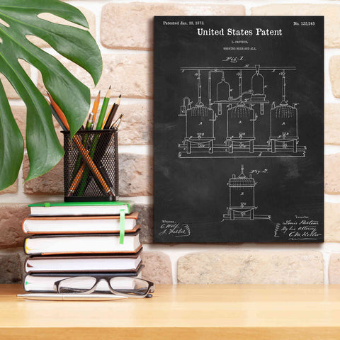Image of 'Brewing Beer and Ale Blueprint Patent Chalkboard,' Canvas Wall Art,12 x 16