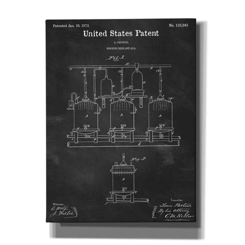Image of 'Brewing Beer and Ale Blueprint Patent Chalkboard,' Canvas Wall Art,12x16x1.1x0,18x26x1.1x0,26x34x1.74x0,40x54x1.74x0