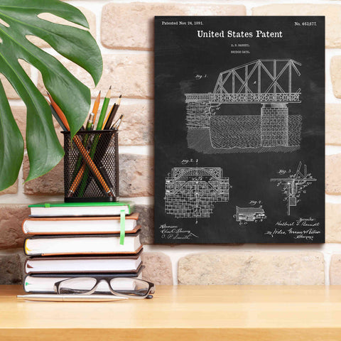 Image of 'Bridge Gate Blueprint Patent Chalkboard,' Canvas Wall Art,12 x 16