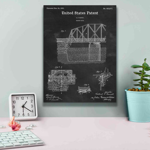 Image of 'Bridge Gate Blueprint Patent Chalkboard,' Canvas Wall Art,12 x 16